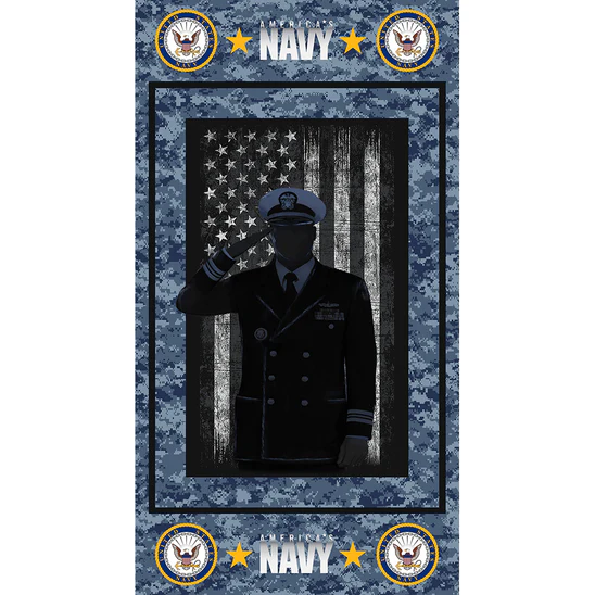 Fabric Sykel Enterprises U.S. Navy Officer Hero Silhouette Panel 1195N-OFF