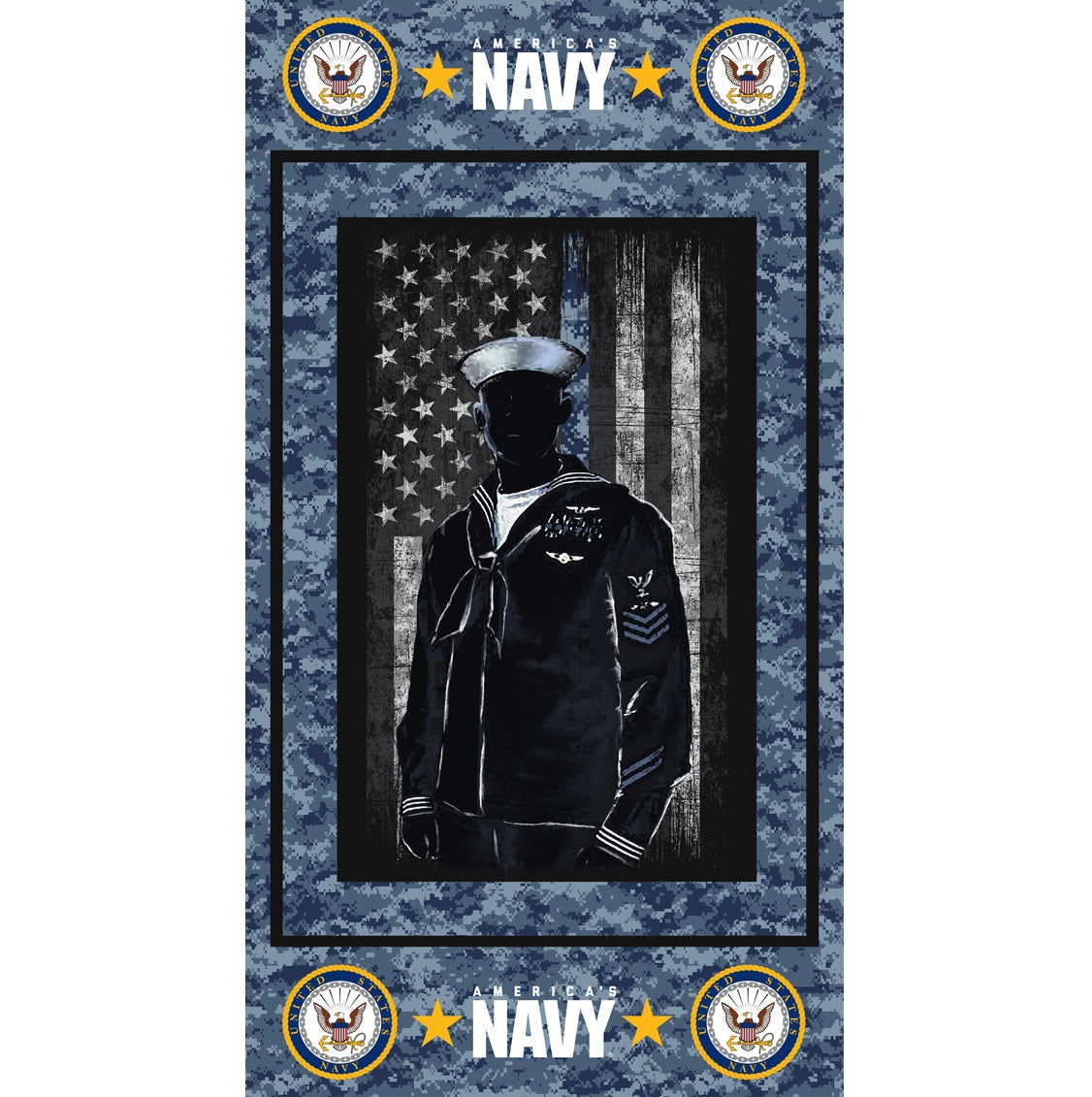 Fabric Sykel Enterprises U.S. Navy Sailor Hero Silhouette Panel 1195N