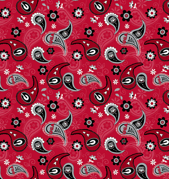 Fabric Sykel Enterprises University of Georgia Paisley by the Quarter Yard GA1200