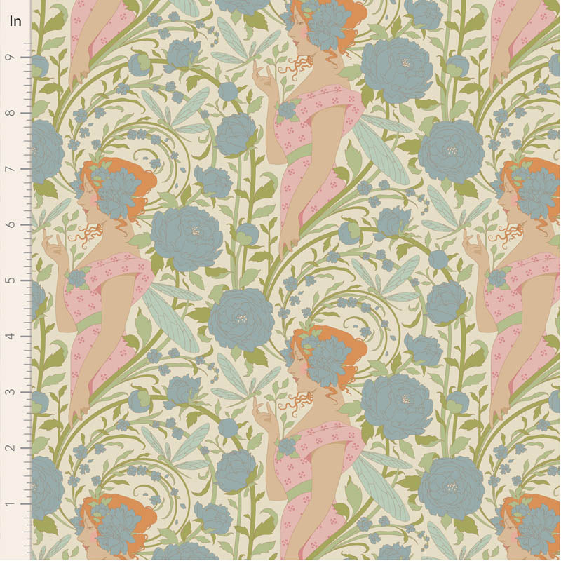 Fabric Tilda Blue Aubery Songbird by the Quarter Yard TIL100653