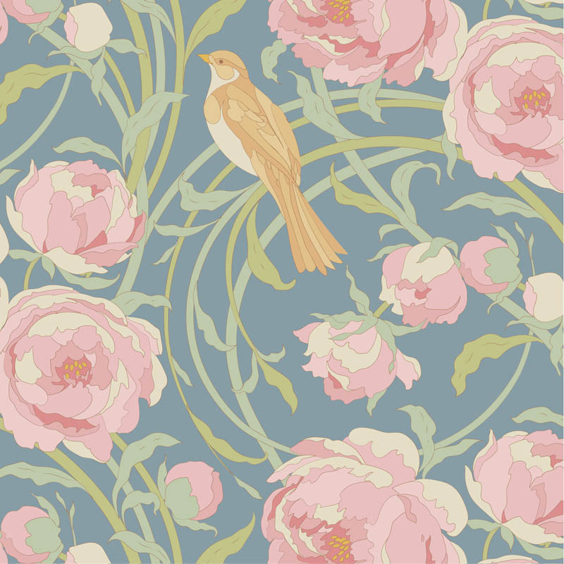 Fabric Tilda Blue Cora Songbird by the Quarter Yard TIL100655