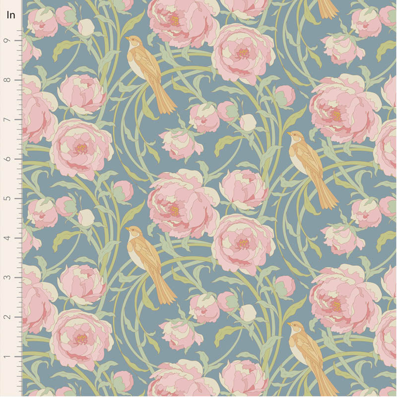 Fabric Tilda Blue Cora Songbird by the Quarter Yard TIL100655