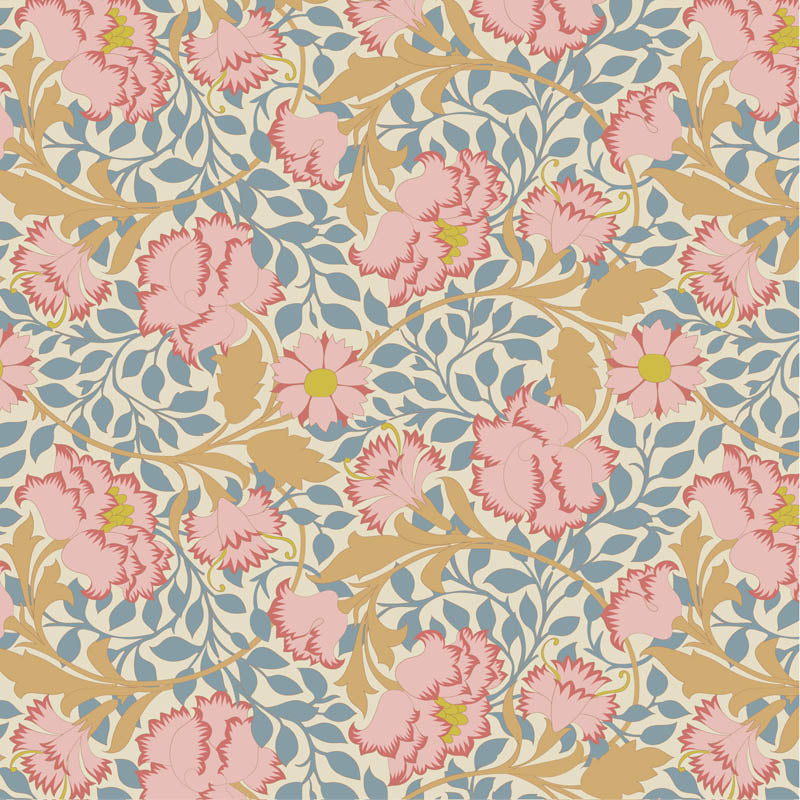 Fabric Tilda Blue Flora Songbird by the Quarter Yard TIL100654