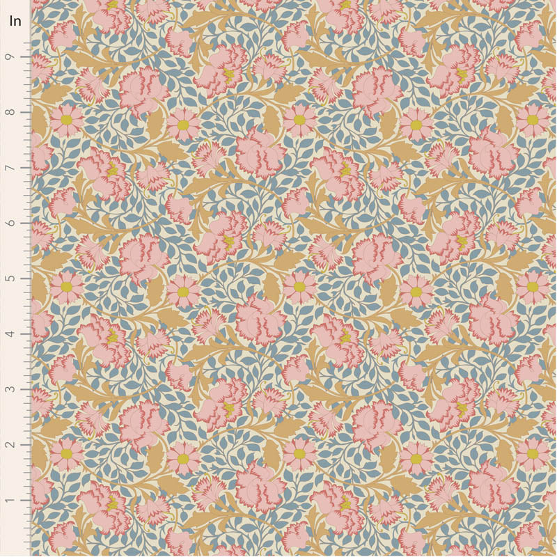 Fabric Tilda Blue Flora Songbird by the Quarter Yard TIL100654