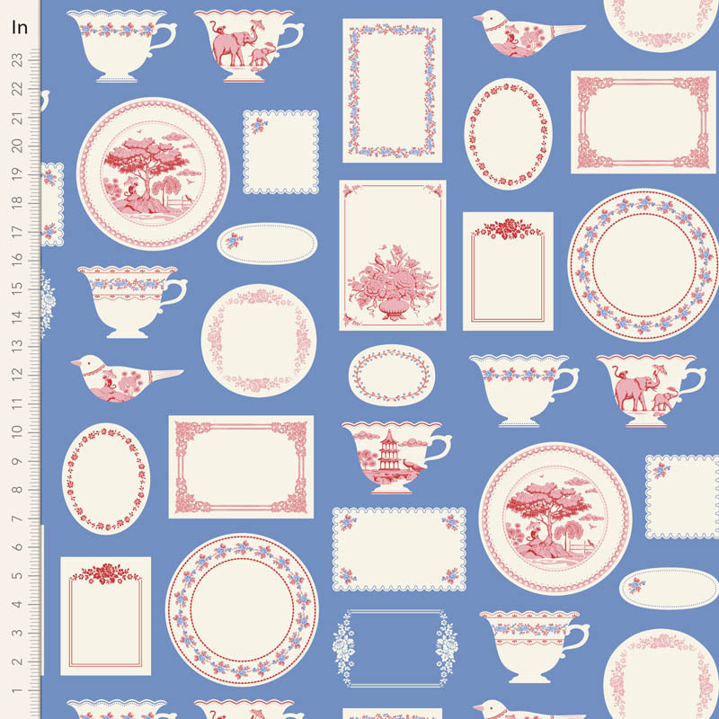 Fabric Tilda Blue Labels & Ornaments Something Blue by the Quarter Yard TIL110173