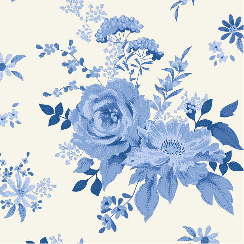 Fabric Tilda Blue Wildgarden Something Blue by the Quarter Yard TIL100667
