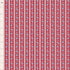 Red and white striped fabric with a repeating light blue floral pattern, shown with a white measurement ruler along the left edge.