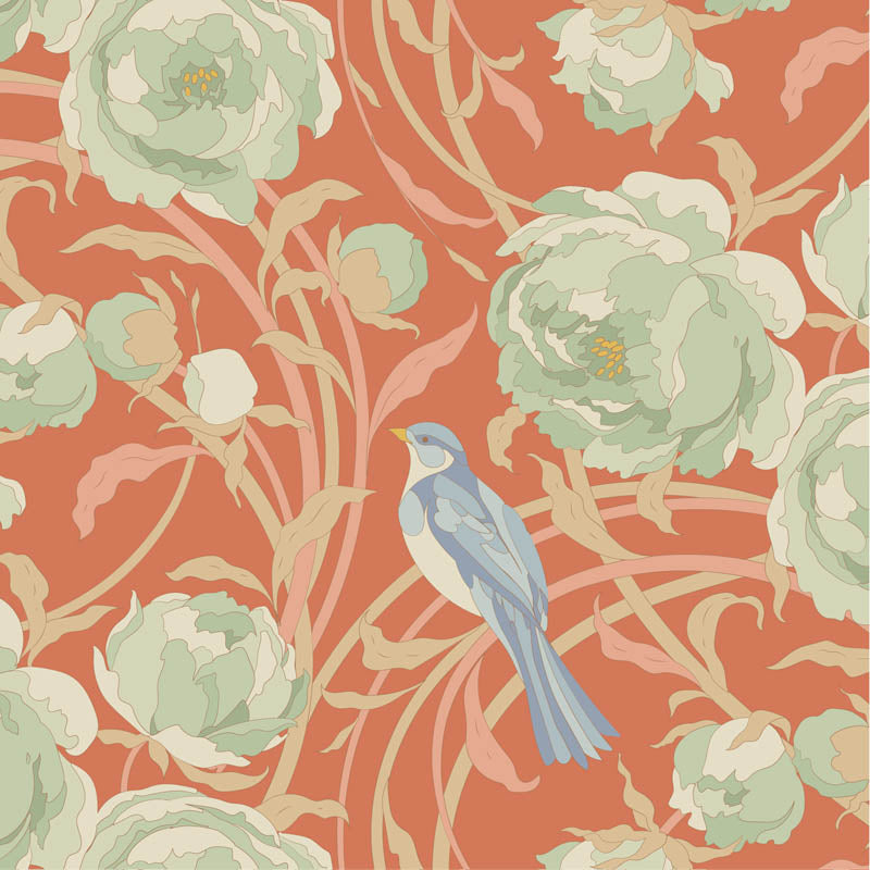 Fabric Tilda Coral Cora Songbird by the Quarter Yard TIL100642