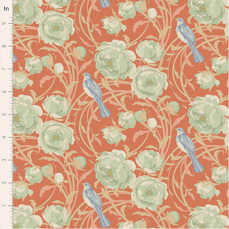 Fabric Tilda Coral Cora Songbird by the Quarter Yard TIL100642