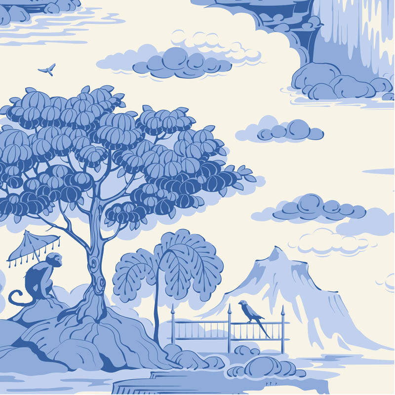 Fabric Tilda Cream Cottonview Something Blue by the Quarter Yard TIL100670