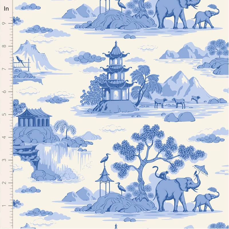 Fabric Tilda Cream Cottonview Something Blue by the Quarter Yard TIL100670