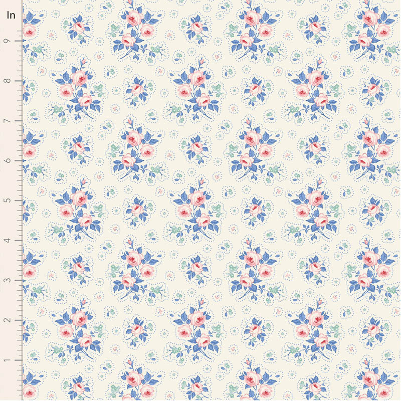 Fabric Tilda Cream First Kiss Something Blue by the Quarter Yard TIL100669