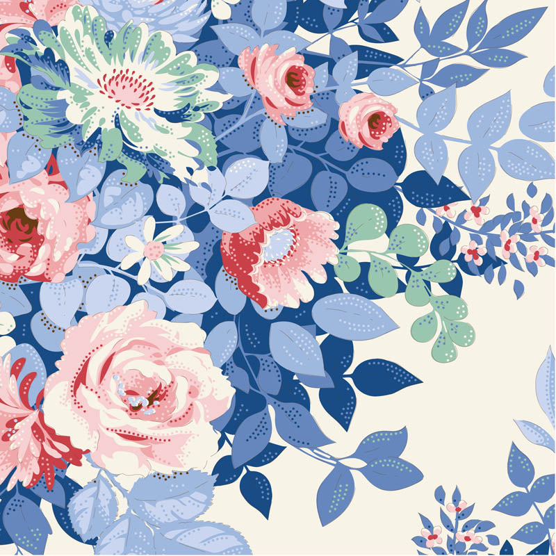 Fabric Tilda Cream Whimsyflower Something Blue by the Quarter Yard TIL100665