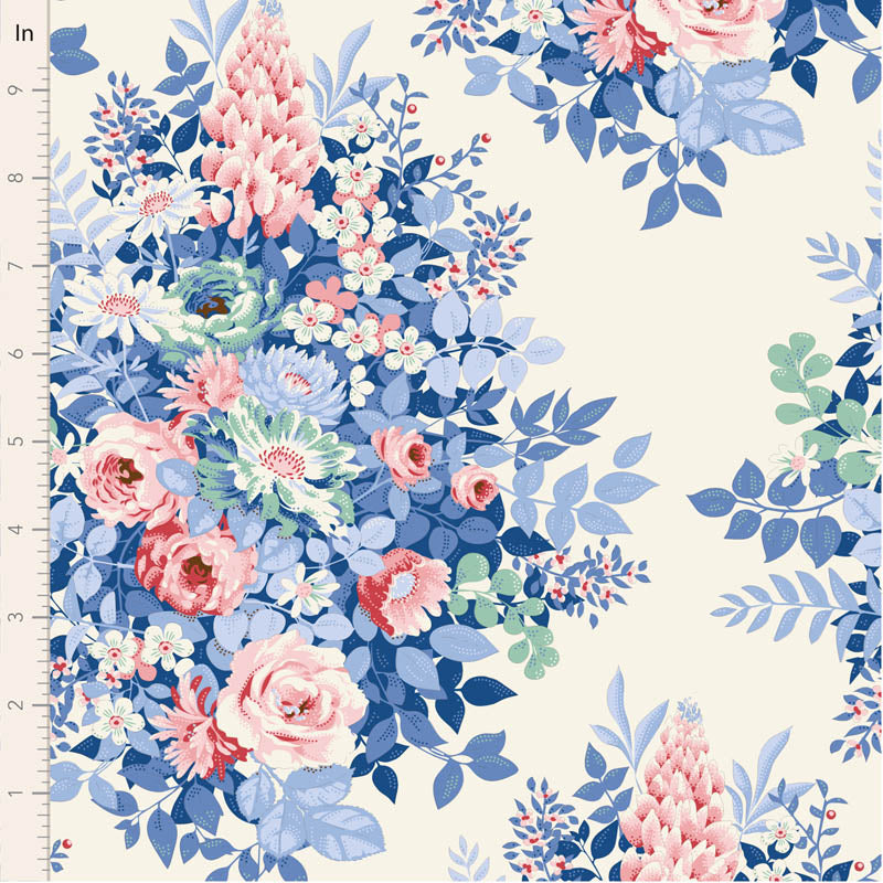 Fabric Tilda Cream Whimsyflower Something Blue by the Quarter Yard TIL100665