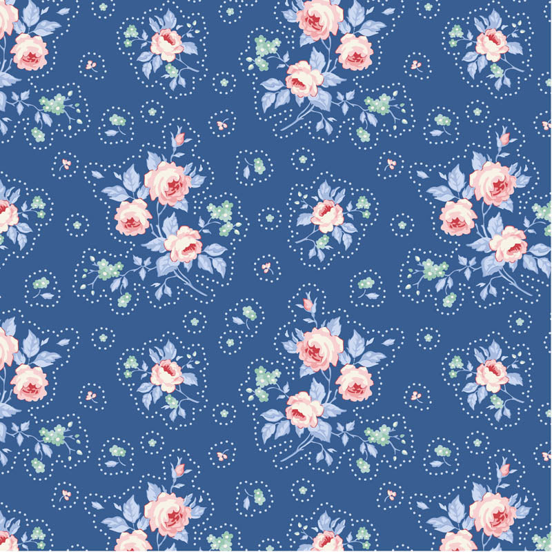 Fabric Tilda Denim First Kiss Something Blue by the Quarter Yard TIL100679