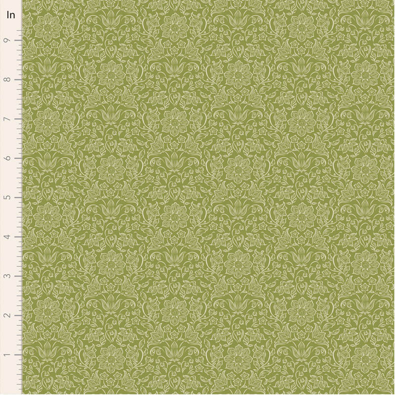 Fabric Tilda Green Lila Songbird Blenders by the Quarter Yard TIL110155