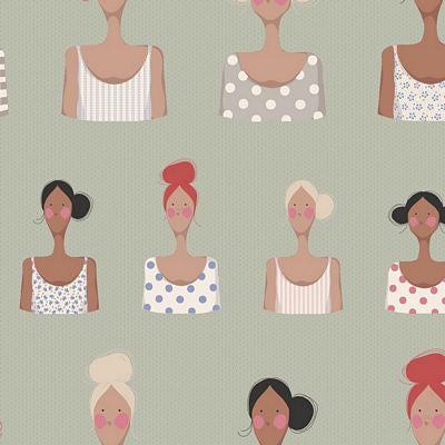 Fabric Tilda Khaki Me and My Friend by the Quarter Yard TIL130102