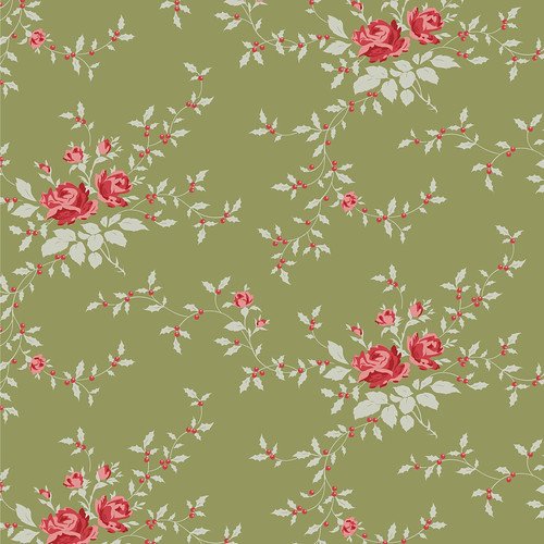 Fabric Tilda Moss Noel Merry Little Christmas by the Quarter Yard TIL110145