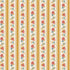 Pattern of pink flowers and blue leaves on a beige background with gold stripes.