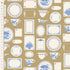 Fabric Tilda Ochre Labels & Ornaments Something Blue by the Quarter Yard TIL110172