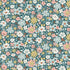 Pattern of small flowers in various colors on a blue background