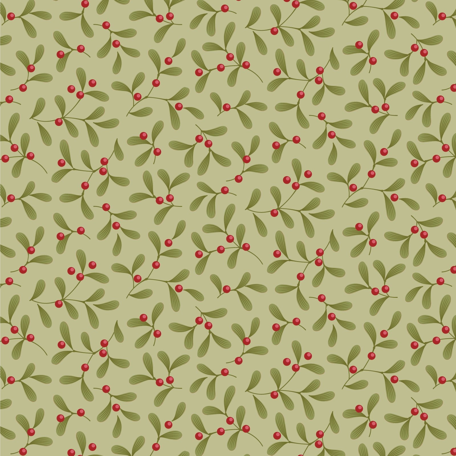 Fabric Tilda Pistachio Mistletoe Merry Little Christmas by the Quarter Yard TIL100633