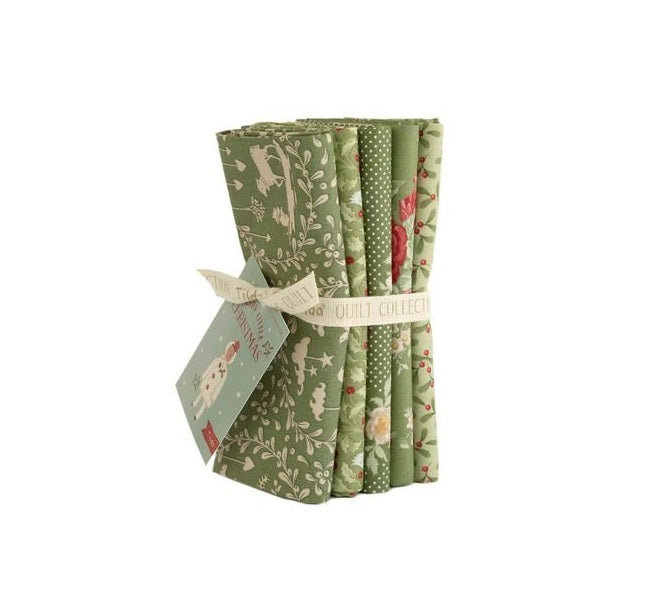 Fabric Tilda Precuts Green Merry Little Christmas 5pc Fat Quarter Bundle TIL300244