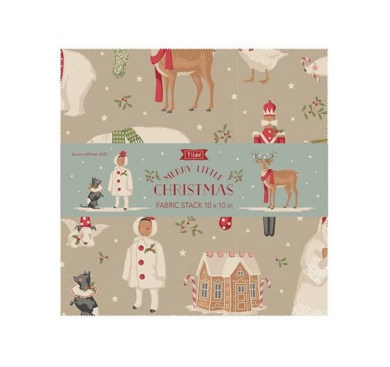 Fabric Tilda Precuts Merry Little Christmas 40pc 10" Fabric Stack TIL300250