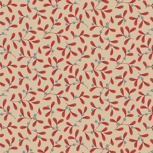 Fabric Tilda Red Mistletoe Merry Little Christmas by the Quarter Yard TIL100623
