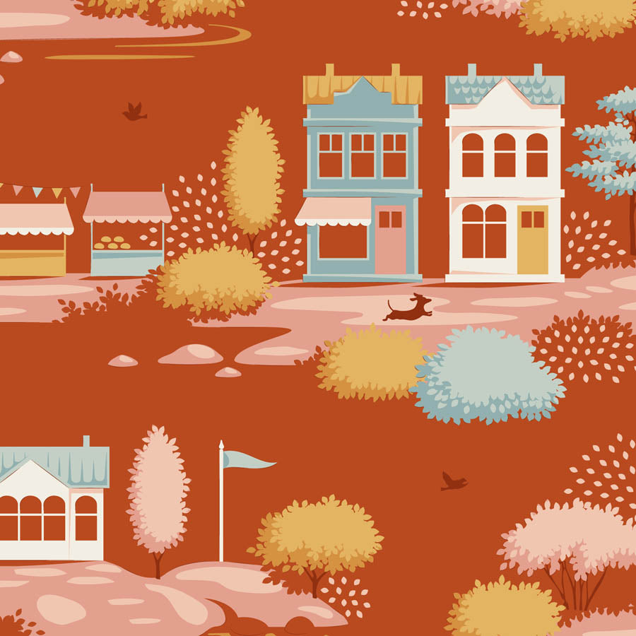 Fabric Tilda Rust Village Village Life by the Quarter Yard TIL110179