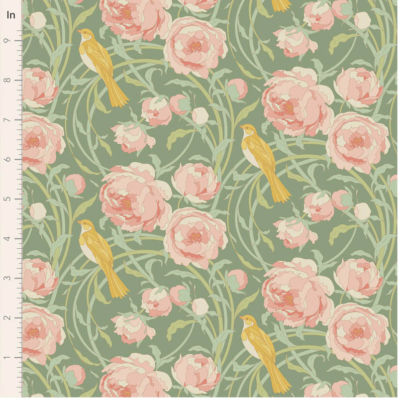 Fabric Tilda Sage Cora Songbird by the Quarter Yard TIL100647