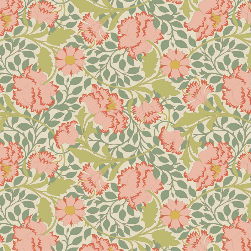 Fabric Tilda Sage Flora Songbird by the Quarter Yard TIL100648