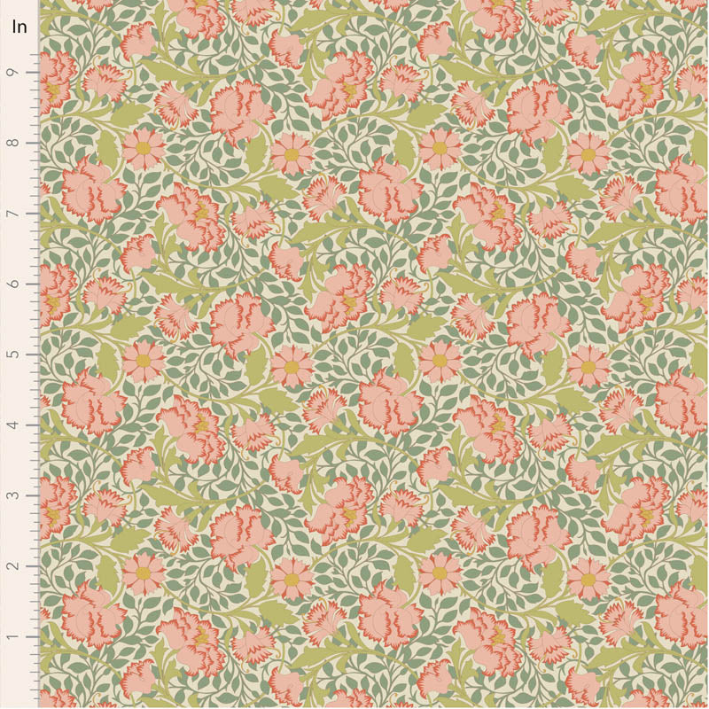 Fabric Tilda Sage Flora Songbird by the Quarter Yard TIL100648