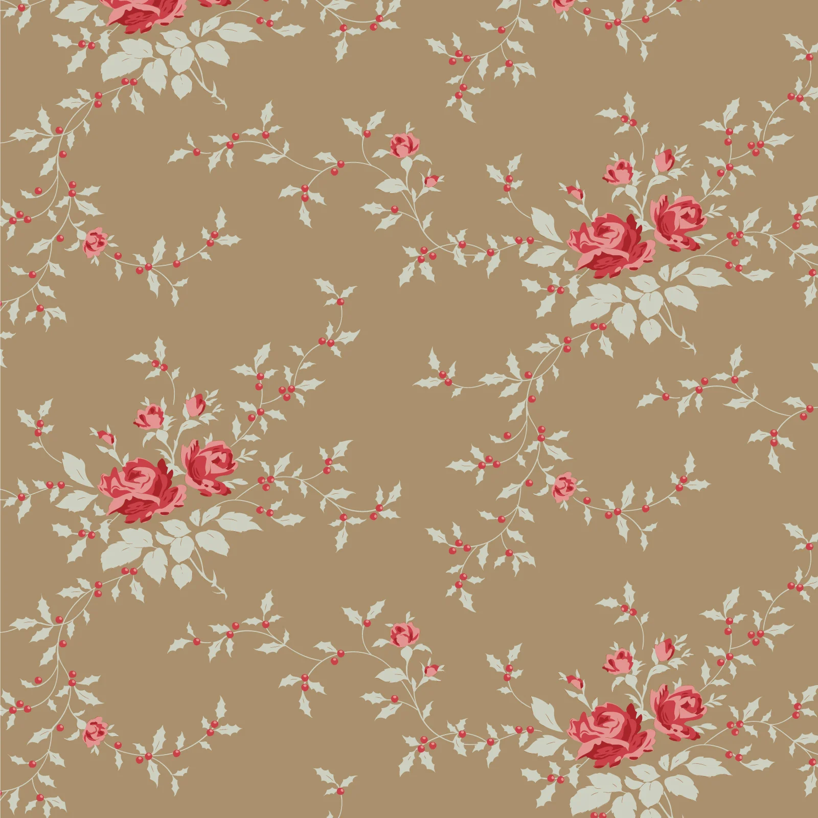 Fabric Tilda Taupe Noel Merry Little Christmas by the Quarter Yard TIL110149