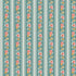 Floral pattern with vertical stripes on a teal background
