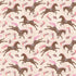 A repeating pattern featuring brown horses with pink manes/fences and scattered pink and brown boot motifs on a light beige textured background.