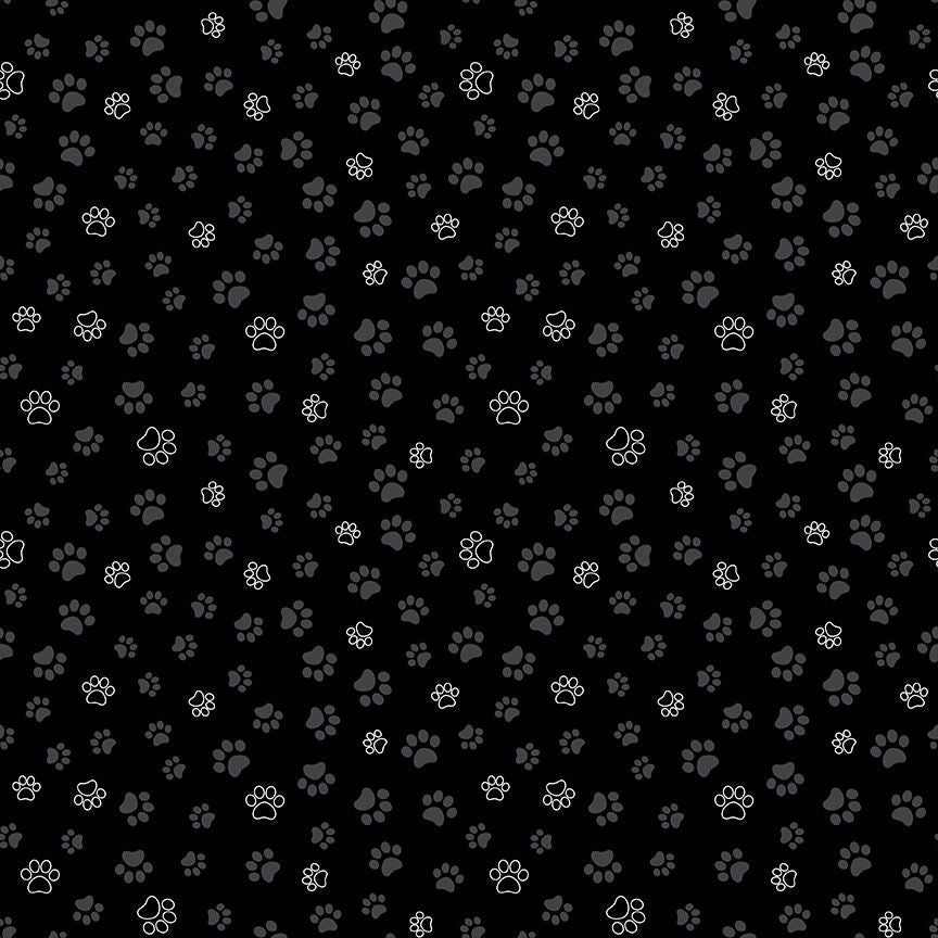 Fabric Timeless Treasures Black Cat Paws Smitten Kitten by the Quarter Yard CAT-CD2574