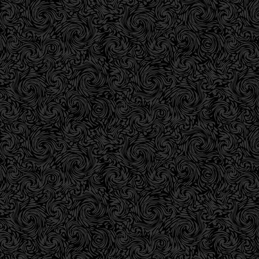 Fabric Timeless Treasures Black Swirl Texture Blackout by the Quarter Yard HUE-C3310