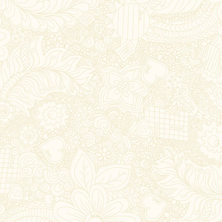 Fabric Timeless Treasures Cream Doodle Floral Impact Extra Wide 108" Wide Back by the Quarter Yard CD3840-CREAM