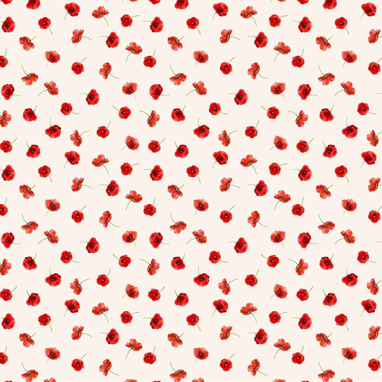 Fabric Timeless Treasures Cream Tossed Poppies Poppy Passion by the Quarter Yard CD3809-CREAM