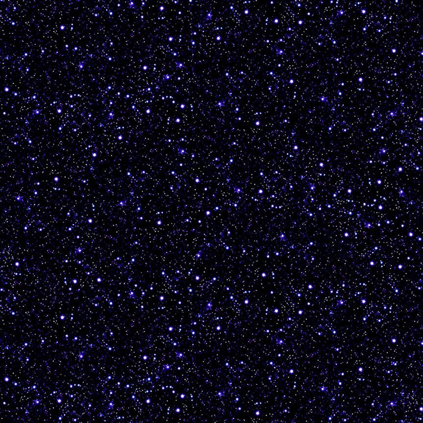Starry night sky with numerous small white dots on a dark blue background