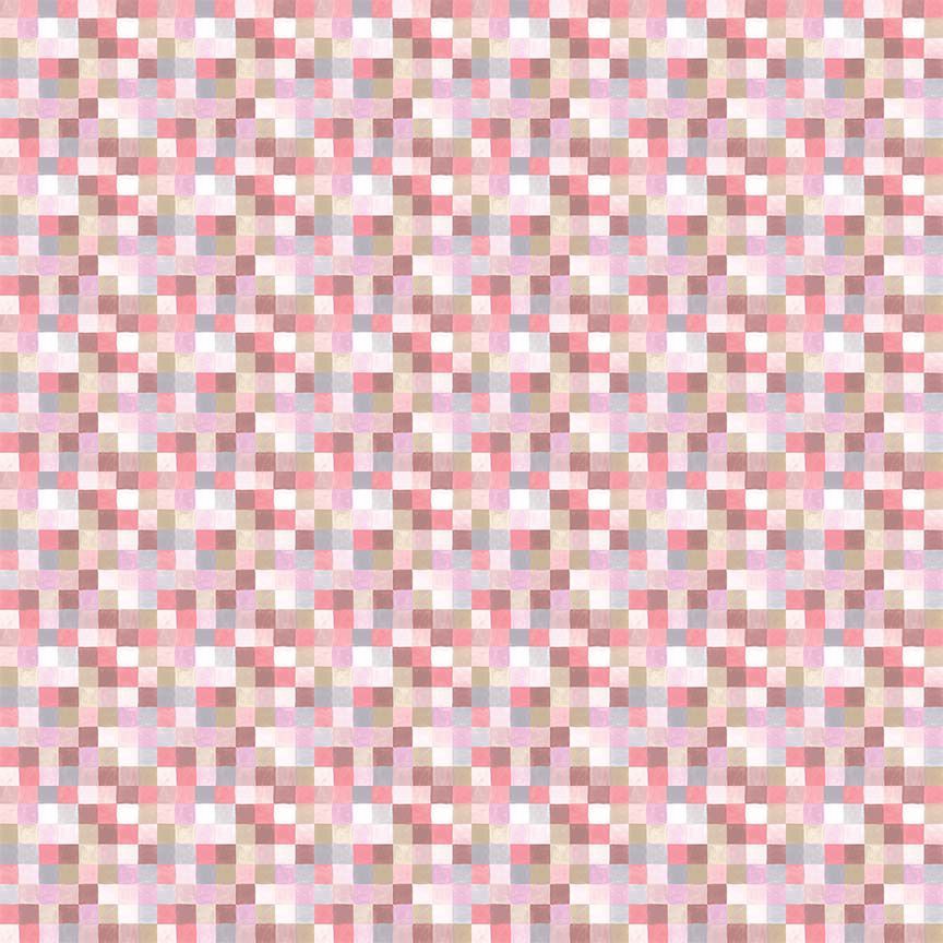A seamless repeating pattern of small square tiles in soft pastel shades of pink, beige, white, and light gray.