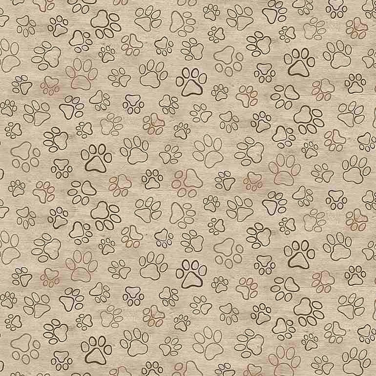 Pattern of paw prints on a beige background