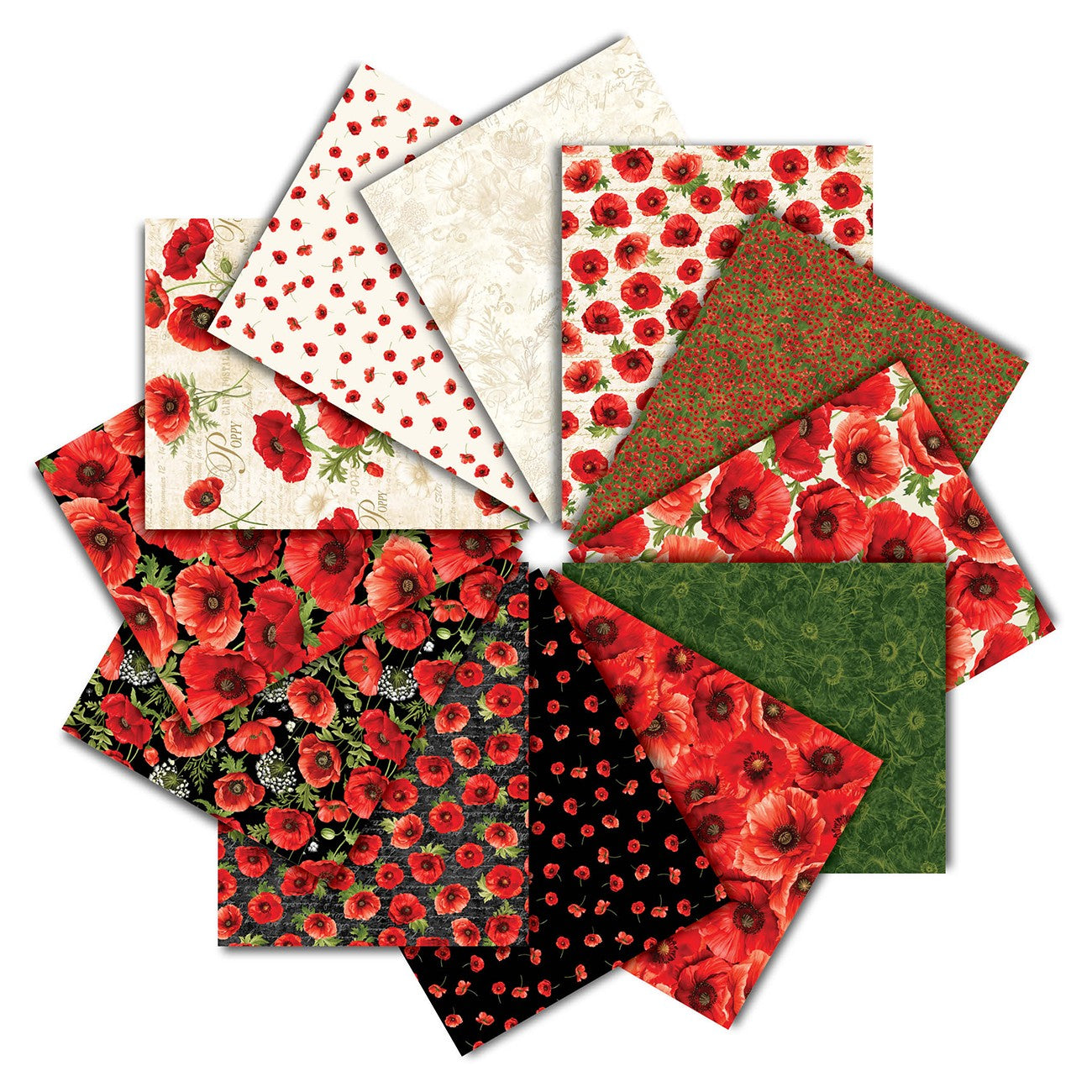 Fabric Timeless Treasures Precuts Poppy Passion 12pc Fat Quarter Bundle CPFQ12-CD-PASSION
