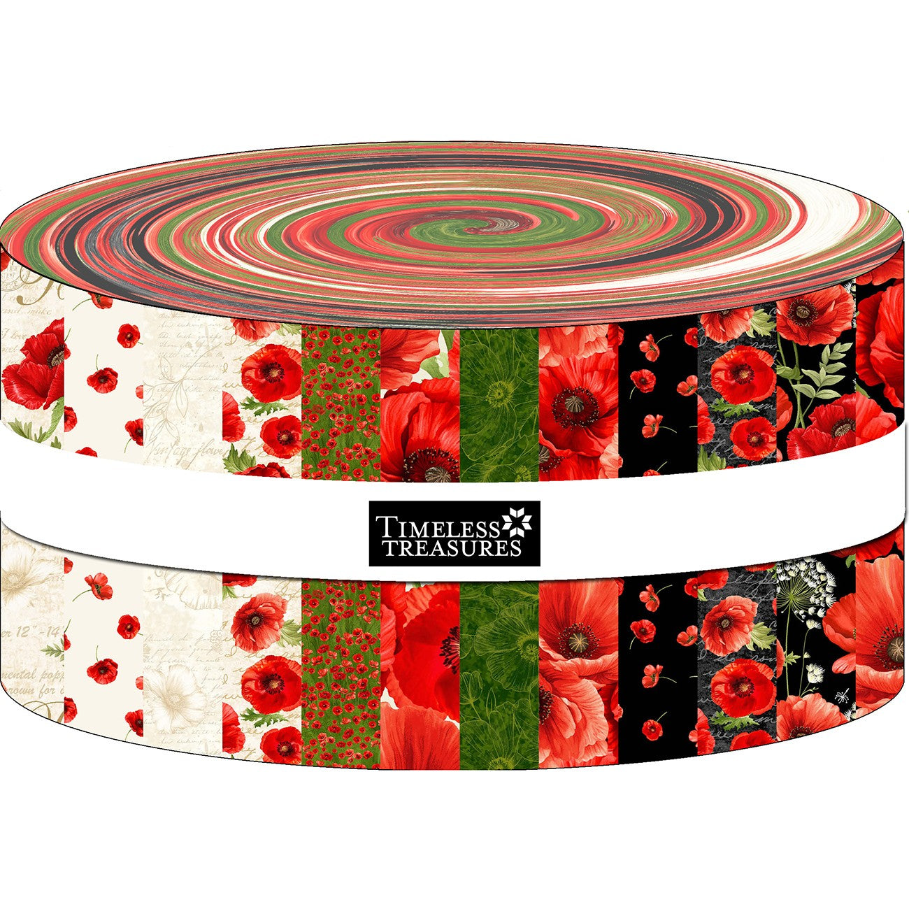 Fabric Timeless Treasures Precuts Poppy Passion 40pc 2.5" Strip Roll CPSTRIP40-CD-PASSION