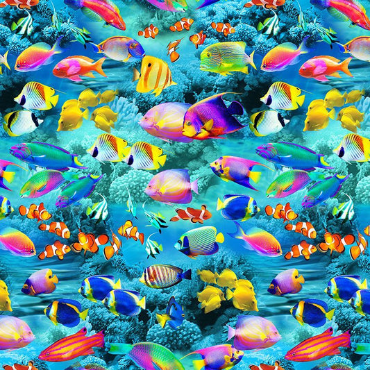 Fabric Timeless Treasures Sea Life Underwater Paradise by the Quarter ...