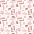 A repeating western-themed pattern on a warm cream background, featuring pink and dusty rose cowboy boots, cacti, cowboy hats, sparklers, and disco ball motifs.