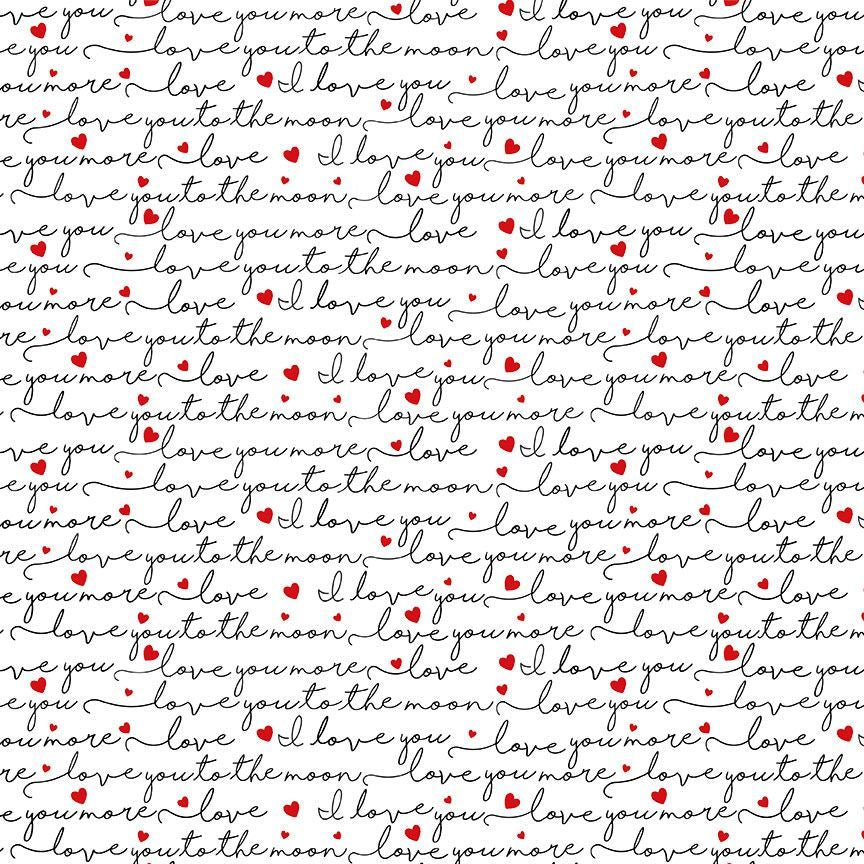 Fabric Timeless Treasures White Love Quote Scripts Smitten Kitten by the Quarter Yard GAIL-CD3835