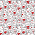 Fabric Timeless Treasures White Packed Cats with Hearts Smitten Kitten by the Quarter Yard GAIL-CD3834