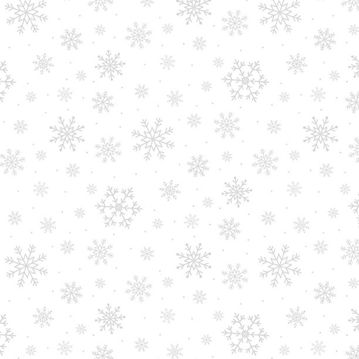 Pattern of white snowflakes on a white background